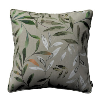 Gabika so šnúrkou, obliečka na vankúš, zelené vetvy na sivom pozadí, 60 x 60 cm, Eden, 144-23