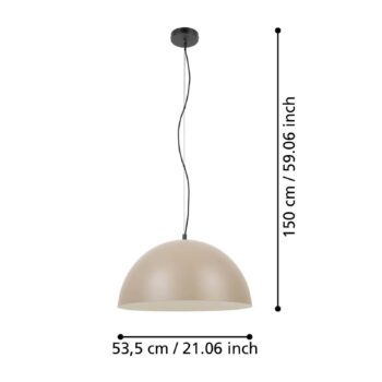 Gaetano 1 závesné svetlo, Ø 53 cm, piesková/krémová farba, oceľ