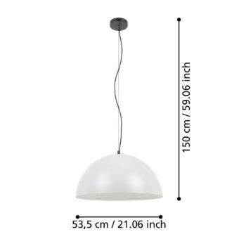 Gaetano 1 závesné svetlo, Ø 53 cm, sivá/biela, oceľ
