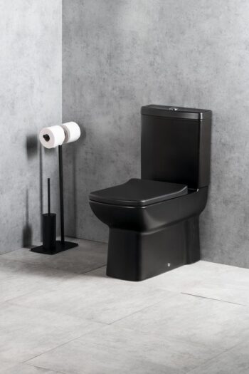 Gedy - FLORIDA stojan s držiakom na toaletný papier a WC kefou, čierna matná 733214
