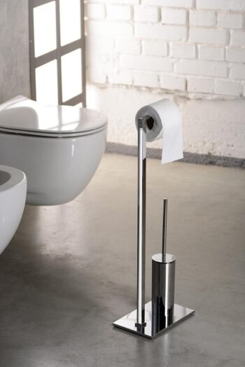 Gedy - Stojan s držiakom na toaletný papier a WC kefou, hranatý, chróm 783213