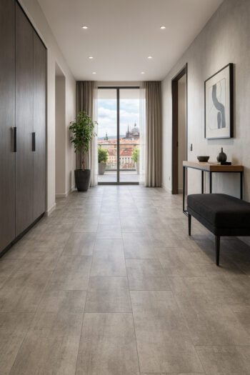 Gerflor, PVC podlaha - lino AladinTex Plus 2130 Nice Stone, na mieru, šíře 4m, šedá, filc, chodba / predsieň