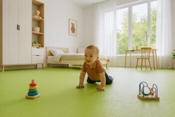 Gerflor, PVC podlaha - lino AladinTex Ultra 2250, na mieru, šíře 4m, zelená, filc, chodba / predsieň