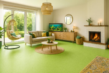 Gerflor, PVC podlaha - lino AladinTex Ultra 2250, na mieru, šíře 4m, zelená, filc, chodba / predsieň