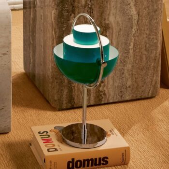Gubi Stolová lampa Multi-Lite, chróm/modrozelená, V 30 cm