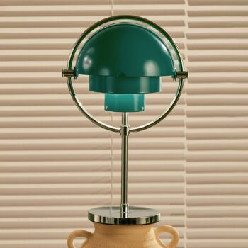Gubi Stolová lampa Multi-Lite, chróm/modrozelená, V 30 cm