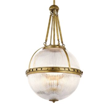 Guľatá závesná lampa Aster, mosadz