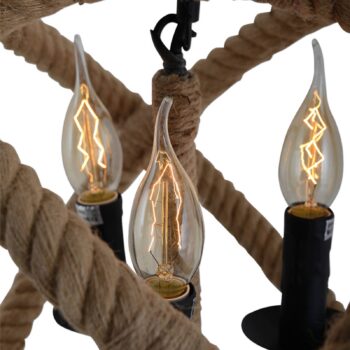 Guľatá závesná lampa Regia z prírodného lana