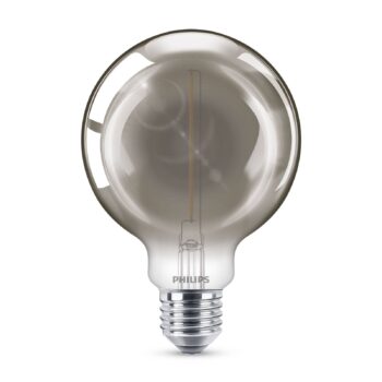 Guľová žiarovka Philips Classic LED dymová E27 G93 2W
