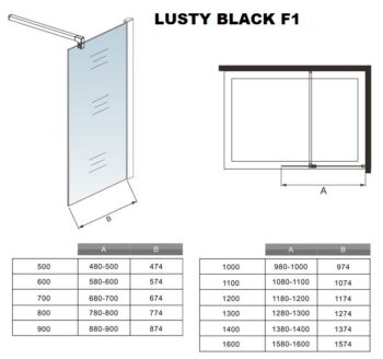 H K - LUSTY BLACK F1 80 Sprchová zástena WALK IN 78-80x 200cm, 8 mm sklo SE-LUSTYBLACKF180