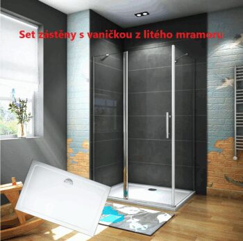 H K - Obdĺžnikový sprchovací kút MELODY B5 100x80 cm s jednokrídlovými dverami s pevnou stenou, vrátane sprchovej vaničky z liateho mramoru SE-MELODYB510080 / SE- ROCKY-10080