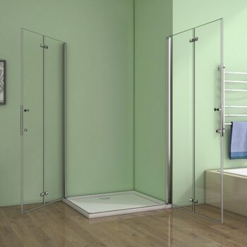 H K - Obdĺžnikový sprchovací kút MELODY R908, 90x80 cm sa zalamovacím dverami vrátane sprchovej vaničky z liateho mramoru SE-MELODYR908 / SE-ROCKY-9080