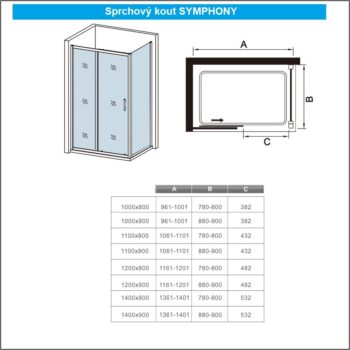 H K - Obdĺžnikový sprchovací kút SYMPHONY 140x90 cm s posuvnými dverami vrátane sprchovej vaničky z liateho mramoru SE-SYMPHONY14090 / ROCKY-14090