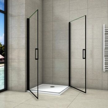 H K - Sprchovací kút BLACK SAFIR A2 100cm s dvoma jednokrídlovými dverami SE-BLACKSAFIRA2100