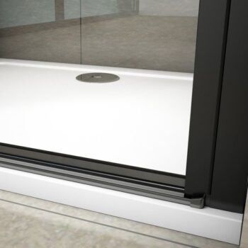 H K - Sprchovací kút BLACK SAFIR A2 100cm s dvoma jednokrídlovými dverami vrátane sprchovej vaničky z liateho mramoru SE-BLACKSAFIRA2100 / THOR-100sq
