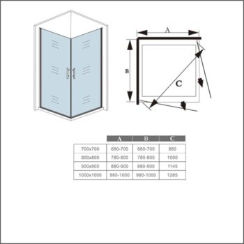 H K - Sprchovací kút MELODY A4 70cm s dvoma jednokrídlovými dverami vrátane sprchovej vaničky SE-MELODYA470 / THOR-70SQ