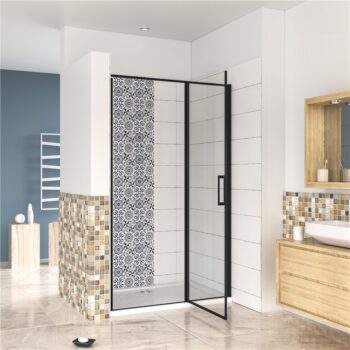 H K - Sprchové dvere BLACK SAFIR B5 100, jednokrídlové s pevnou stenou 99-101 x 185 cm SE-BLACKSAFIRB5100