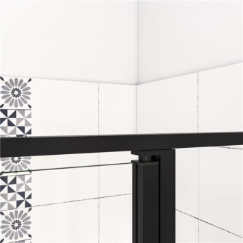 H K - Štvorcový sprchovací kút BLACK SAFIR R101, 100x100, s dvomi jednokrídlovými dverami s pevnou stenou, rohový vstup SE-BLACKSAFIRR101