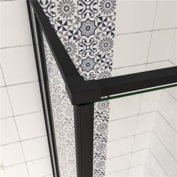 H K - Štvorcový sprchovací kút BLACK SAFIR R22, 120x120, s dvomi jednokrídlovými dverami s pevnou stenou, rohový vstup SE-BLACKSAFIRR22
