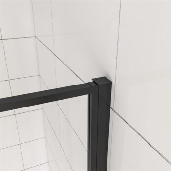 H K - Štvorcový sprchovací kút BLACK SAFIR R909, 90x90, s dvomi jednokrídlovými dverami s pevnou stenou, rohový vstup SE-BLACKSAFIRR909