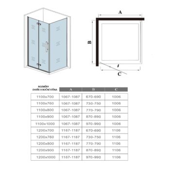 H K - Štvorcový sprchovací kút MELODY 90x90 cm sa zalamovacím dverami SE-MELODYB89090