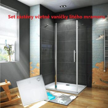 H K - Štvorcový sprchovací kút MELODY B5 90x90 cm s jednokrídlovými dverami s pevnou stenou vrátane sprchovej vaničky z liateho mramoru SE-MELODYB59090 / ROCKY-90 SQ