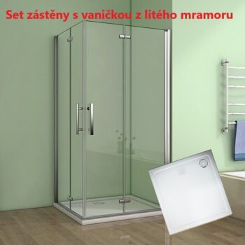 H K - Štvorcový sprchovací kút MELODY R808, 80x80 cm sa zalamovacím dverami vrátane sprchovej vaničky z liateho mramoru SE-MELODYR808 / SE-ROCKY-80 SQ