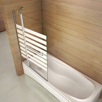 H K - Vaňová zástena S2 STRIPE 120x140cm - dvojdielna sklopná, číre sklo so vzorom, varianta pravá SE-S2STRIPE-12