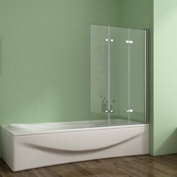 H K - Vaňová zástena S33 130x140cm - trojdielna sklopná, číre sklo SE-S33-130