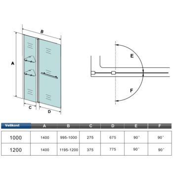 H K - Vaňová zástena s pevnou stenou V2 100 cm, číre sklo SE-V2 100