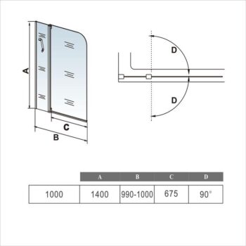 H K - Vaňová zástena s pevnou stenou V22 100 cm, číre sklo SE-V22100