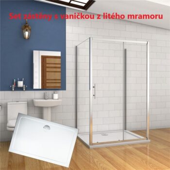 H K - Viacstenné sprchovací kút SYMPHONY U3 140x90x90 cm s posuvnými dverami vrátane sprchovej vaničky z liateho mramoru SE-SYMPHONYU31409090 / THOR-14090