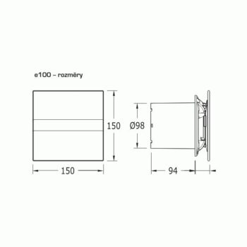 HOPA - Axiálne ventilátory na stenu či do stropu E100 GTH, HYGRO, s časovačom, sklo biele CATA00900200