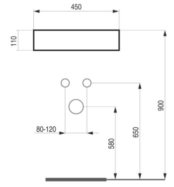 HOPA - Umývadlo na dosku PIEGO - Rozmer A - 45 cm, Rozmer C - 11 cm OLKLT3220