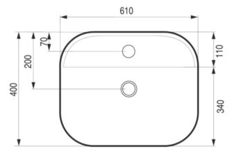 HOPA - Umývadlo na dosku PIEGO - Rozmer A - 61 cm, Rozmer B - 40 cm, Rozmer C - 12 cm OLKLT2203