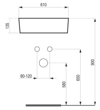 HOPA - Umývadlo na dosku PIEGO - Rozmer A - 61 cm, Rozmer B - 40 cm, Rozmer C - 12 cm OLKLT2203