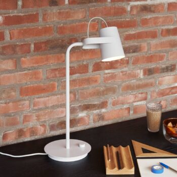 HÜBSCH Ardent stolová lampa, svetlosivá, železo, E14, výška 54 cm