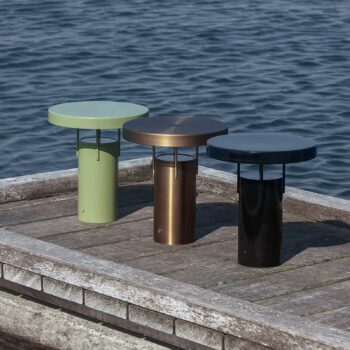 HÜBSCH LED dobíjacia stolová lampa BringMe, čierna, oceľ, stmievač