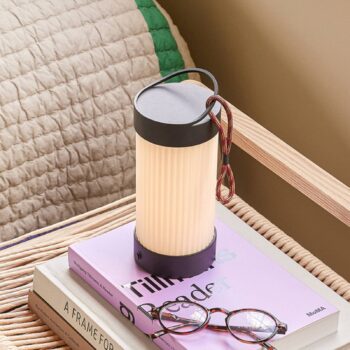HÜBSCH LED dobíjacia stolová lampa Camp čierna, sklo, železo, IP44