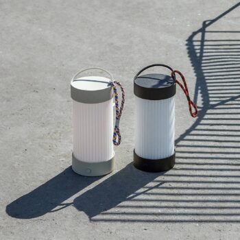 HÜBSCH LED dobíjacia stolová lampa Camp čierna, sklo, železo, IP44
