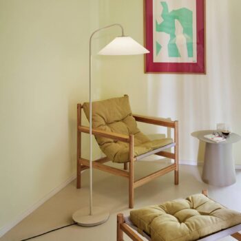 HÜBSCH Masívna stojacia lampa, biela, piesok, sklo, železo, E27