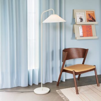 HÜBSCH Masívna stojacia lampa, biela, piesok, sklo, železo, E27