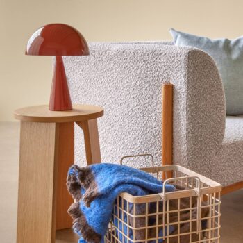 HÜBSCH Mush Mini stolová lampa, červená, železo, E14