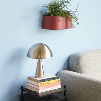 HÜBSCH Mush Mini stolová lampa, niklová farba, železo, E14