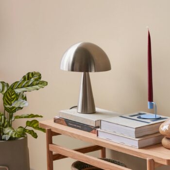 HÜBSCH Mush Mini stolová lampa, niklová farba, železo, E14