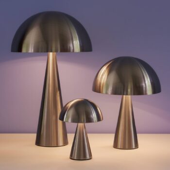 HÜBSCH Mush Mini stolová lampa, niklová farba, železo, E14