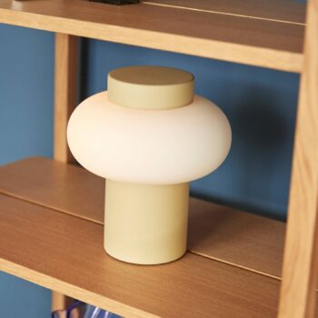 HÜBSCH Stolná lampa Camp, železo, sklo, E14, výška 25 cm