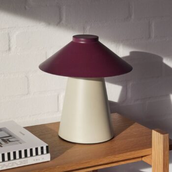 HÜBSCH Stolná lampa Chipper, biela, vínová červená, železo