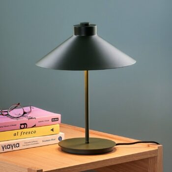 HÜBSCH Stolná lampa Shape, tmavozelená, železo, E14