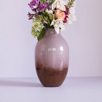 HÜBSCH Váza Posy, sklo, červenohnedá/olivovo ružová, výška 37 cm